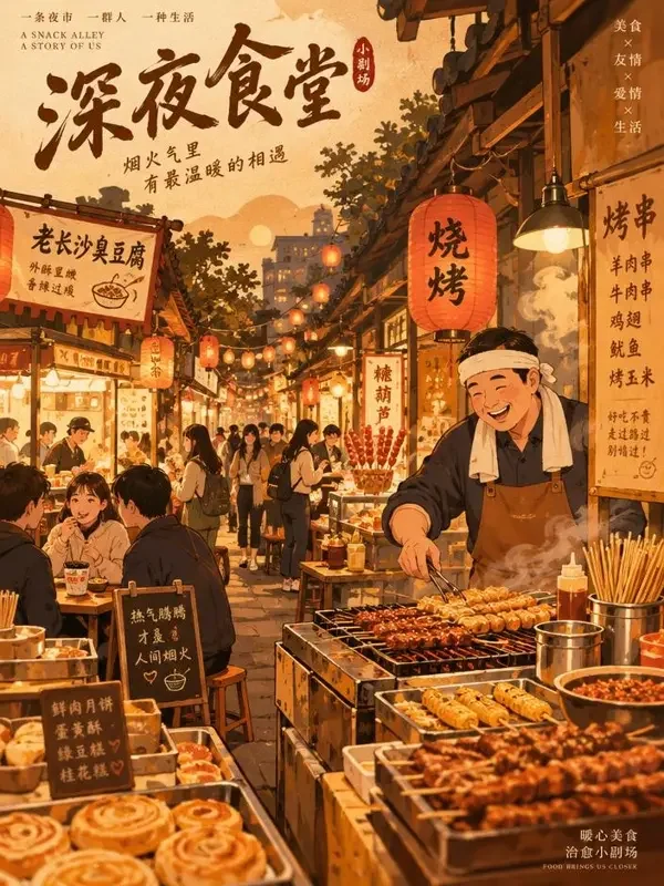 短剧《小吃街的秘密菜单》封面图